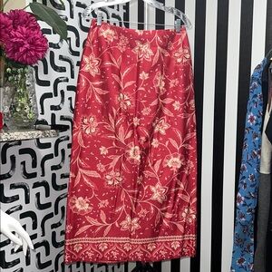 #305 Talbots floral long pencil skirt